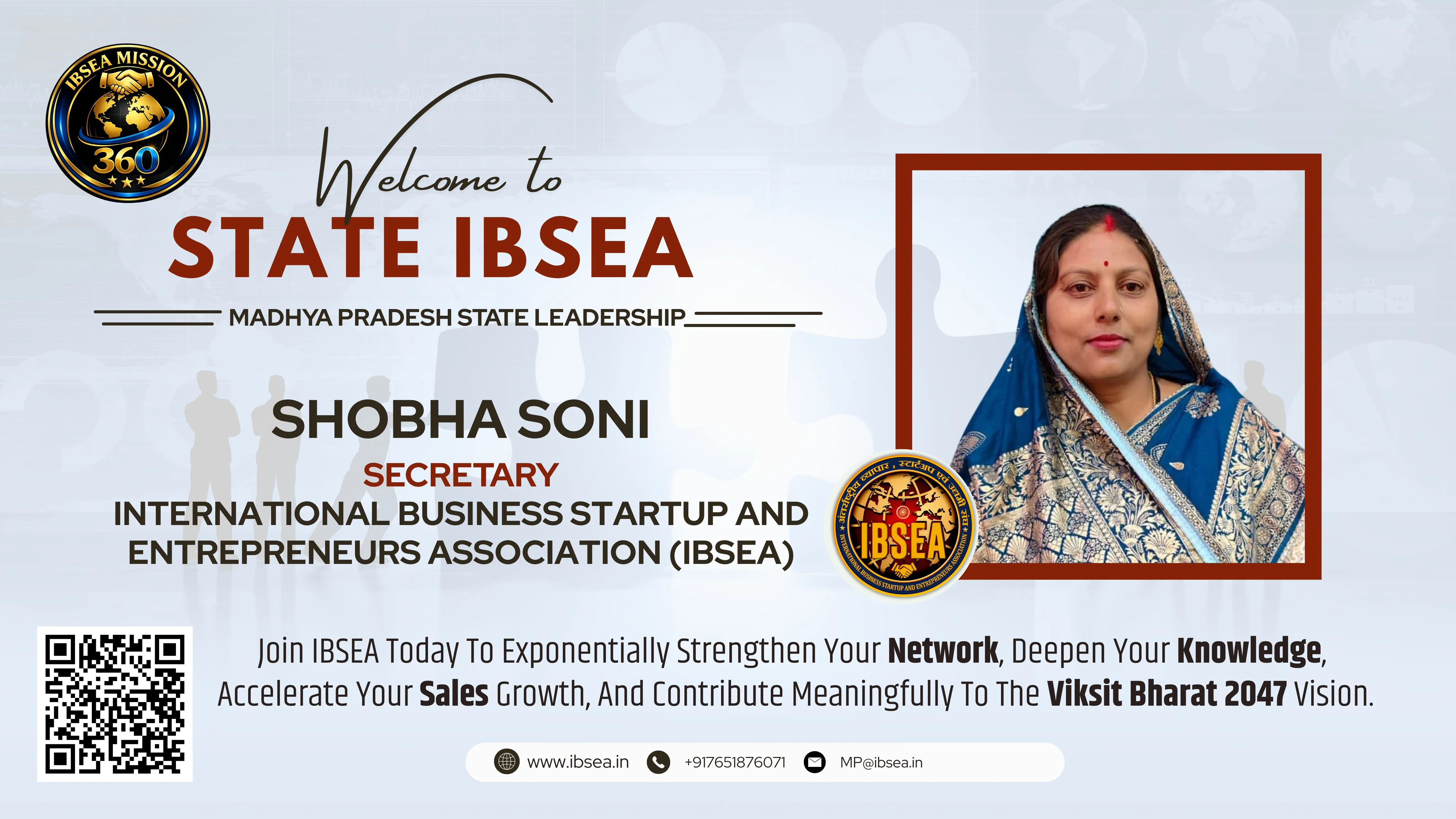 Shobha Soni Has Been Appointed As Secretary Madhya Pradesh For IBSEA.